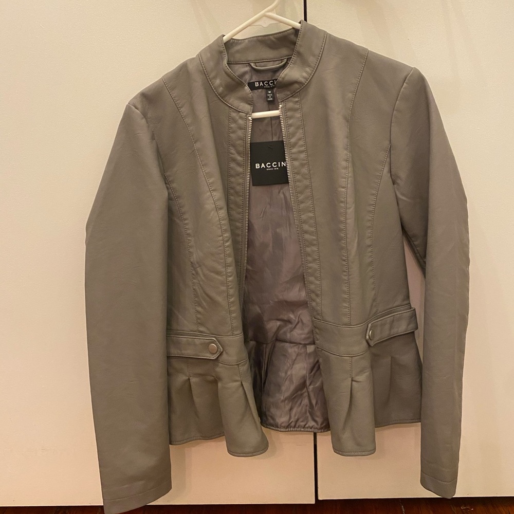 NWT Baccini Faux Leather Peplum Jacket
